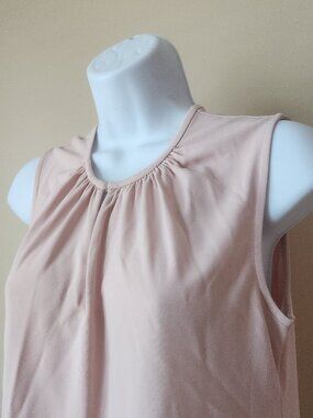 Ann Taylor Loft Sleeveless Blush Pink Pleated Blouse with Keyhole Neckline, Smal